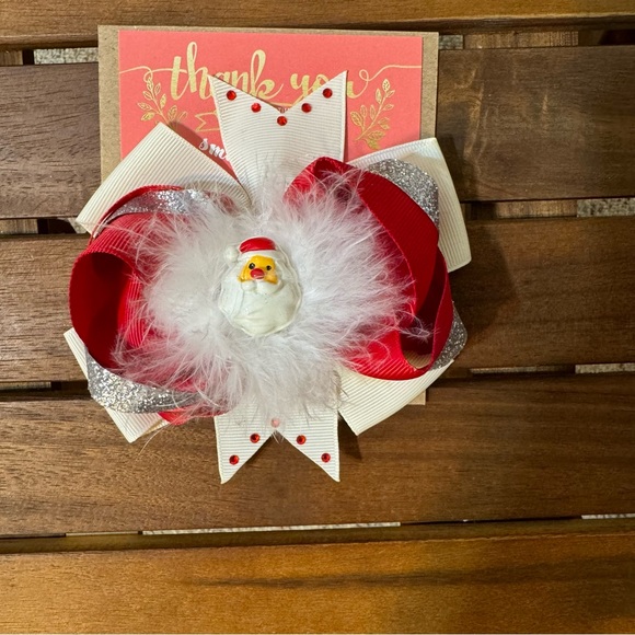 NWOT Handmade Christmas Hair Bows 3pcs / Santa Claus - Picture 3 of 9